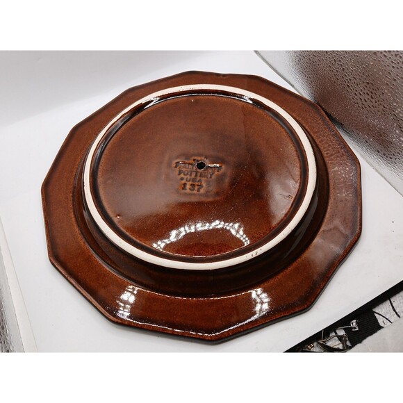 NOS Vintage Pfaltzgraff Bennington Brown Drip Two Tier Tray #152, New In Box - Picture 11 of 12